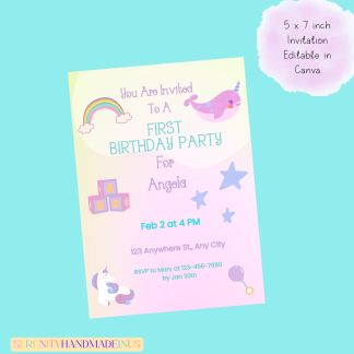 Unicorn Birthday Invitation